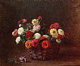 Zinnias in basket